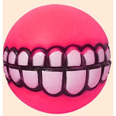 Imagem de Bolas Grinz para Cães Brinquedo de Borracha com Dentes Divertidos Sorridentes Oco Buscar Pular Flutuar e Dispensar Petiscos
