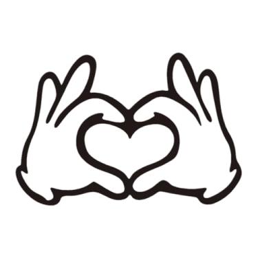 Imagem de Adesivo de carro com arte em vinil coração amor à mão, adesivo durável à prova d'água para janelas/para-choques, cadernos e laptops, presente romântico para amantes (preto)