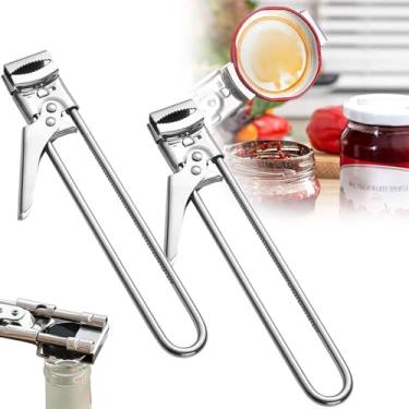 Imagem de Novo abridor de pote de aço inoxidável ajustável, abridor de latas multifuncional de aço inoxidável, abridor de garrafas de tampa de jarra, acessórios de cozinha. (2 peças)