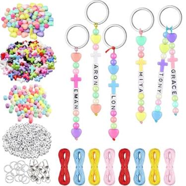 Imagem de ZJRUI Conjunto de 30 conjuntos de chaveiros, contas ajustáveis em formato de letra de 6 mm, contas coloridas, chaveiro, bolsa, berloque, pulseira, suprimentos, lembrancinhas de festas de fim de ano