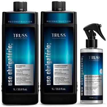 Imagem de Kit Shampoo 1L, Condicionador 1L e Spray 260ml Truss Uso Obrigatório