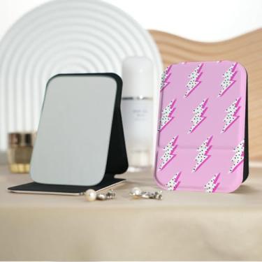 Imagem de Espelho de maquiagem portátil Millennium Style Lightning, mini espelho de maquiagem portátil dobrável, espelho de contorno quadrado portátil com flip vertical, adequado para todos em várias ocasiões