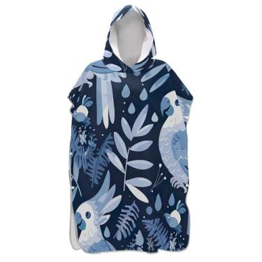 Imagem de TSENQUE Poncho de surfe azul papagaio floral chique para trocador de roupas de banho de praia com capuz vestíveis homens mulheres poncho com capuz