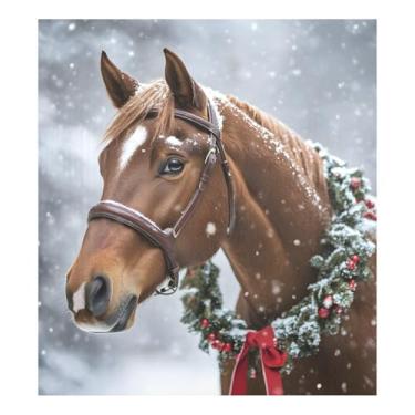 Imagem de Adesivo magnético para painel de geladeira Snowy Horse, adesivo magnético 58 cm L x 66 cm A