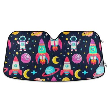 Imagem de Foguetes coloridos para carro para-sol para-brisa engraçado personalizado dobrável carros persianas para janelas dianteiras automotivo floral L, 144,8 cm x 80 cm