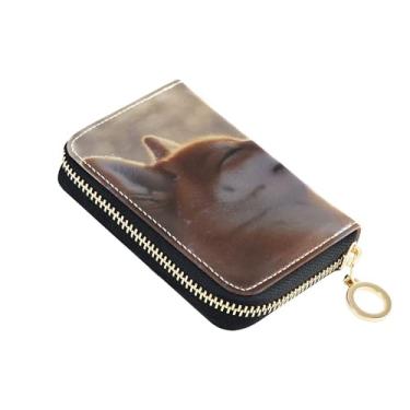 Imagem de Carteira feminina de couro com 9 compartimentos para cartão de crédito e 2 compartimentos para dinheiro Happy Shiba Inu Snowy Moment Carteira com zíper e bolso para moedas