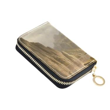 Imagem de Carteira feminina de couro com porta-cartões com bloqueio de RFID, pequena carteira de viagem com zíper Bierstadt Albert Yosemite Valley