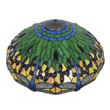 Imagem de Abajur Tiffany estilo libélula, feito à mão em vitral, 45 cm de largura, estilo vintage, para luminária de mesa ou de chão, ideal para decoração de quarto, sala de estar, escritório e outros