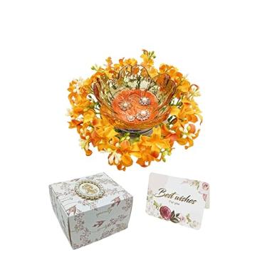 Imagem de Pinsjar Mini anel de flor, bandeja de armazenamento de joias, suporte de anel para penteadeira, mesa de cabeceira, decoração de banheiro de quarto, lindo presente de aniversário de Natal para mulheres