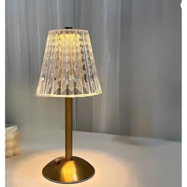 Imagem de Abajures e luminárias de mesa kit1-3 peças Lâmpada decorativa de luxo sensível ao toque LED Iluminação portátil tricolor com luz suave(CANDEIRO DOURADO 0205)