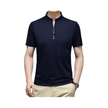 Imagem de 2025 Camisa polo masculina casual fashion cor sólida manga curta gola 