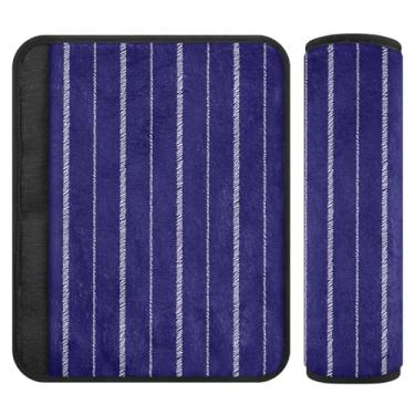 Imagem de Capa de cinto de segurança de carro azul-marinho com linhas listradas, 25 x 19 cm, protetor de cinto de segurança para adultos, pacote com 2 capas macias de alça de assento de carro