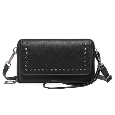 Imagem de GOIACII Bolsa de telefone pequena bolsa transversal feminina linda carteira de viagem com couro vegano macio, Preto