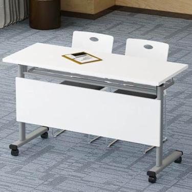 Imagem de DFEPPJHG Mesa de sala de reuniões de escritório moderna, mesa retangular para sala de reuniões, mesa de conferência dobrável, mesa de computador retangular grande, para escritório, sala de reuniões