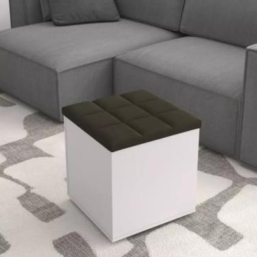 Imagem de Banqueta de armazenamento em camurça, prateleira decorativa para sala de estar, quarto ou escritório(Marrom)