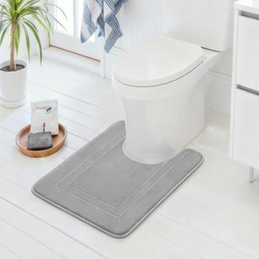 Imagem de Cupic Cupid Tapete de banho de espuma viscoelástica super macio, tapetes de banheiro cinza, tapetes de banheiro antiderrapantes para o chão do banheiro, tapetes laváveis na máquina para banheiro