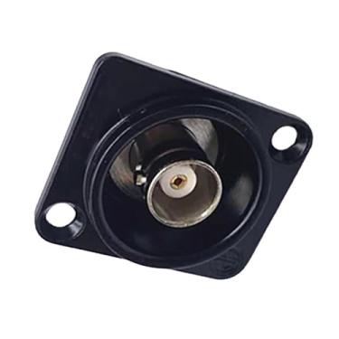 Imagem de ZJchao Conector de Montagem Em Painel BNC D Banhado a Ouro SDI Vídeo Coaxial Fêmea para Fêmea Tipo de Solda Passagem Através do Conector do Chassi para Estações de TV de Monitoramento (Concha Preta)