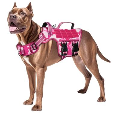 Imagem de Peitoral para cães grandes, resistente, sem puxão, tático, com sistema Molle, fácil de colocar e tirar, respirável acolchoado, colete refletivo ajustável para animais de estimação para caminhadas