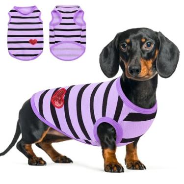 Imagem de Queenmore Camisa para cães pequenos, macia e respirável para cães, gatos, meninos, meninas, roupas para animais de estimação para todas as estações, camiseta respirável e leve para animais de