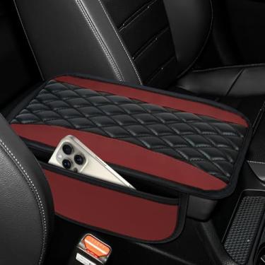 Imagem de wuyaoyao Capa de console central de carro, 30 cm x 19 cm à prova d'água de couro protetor de braço automotivo com bolsos laterais, almofada de descanso de braço de veículo elegante e confortável