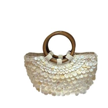 Imagem de MURVE Bolsa clutch de madeira com alça superior de cristal branco de alta qualidade para casamento bolsas modernas