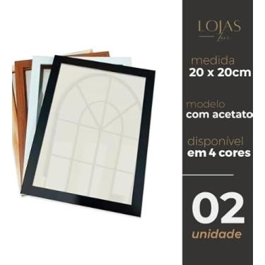 Imagem de KIt 2 Moldura Quadro 20x20cm Com Acetato Poste Certificado fotos Imagem (Preto)