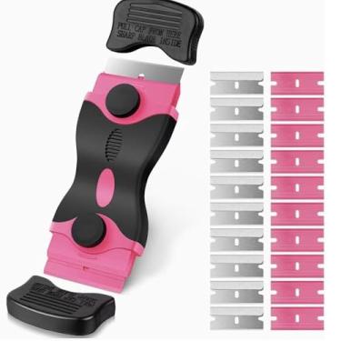 Imagem de Raspador de lâmina de limpeza com 20 peças de lâminas extras, raspador de lâmina dupla para porta de forno, fogão, tinta de limpeza de vidro