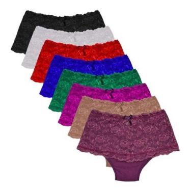 Imagem de Kit 6 Calcinhas Cintura Alta Cotton E Renda Compressão Média - Mi Amor