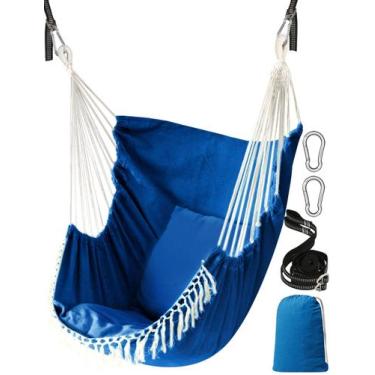 Imagem de Silla Hamaca Colgante Chihee con 2 Almohadas Azul Real