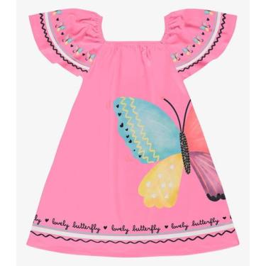 Imagem de Vestido Infantil Poly Flex Touch Cotton RoviKids Rosa, 14, Rosa