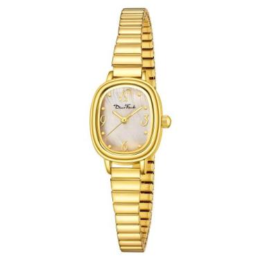 Imagem de Reloj Diaofendi Petite Rectangular Dorado Resistente al Agua con Corre