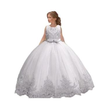 Imagem de Vestido De Casamento Bordado Com Laço Para Meninas De 3 a 12 Anos, Ves