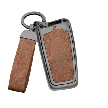 Imagem de Capa de couro para chave de carro de liga de zinco, suporte de concha, acessórios de estilo automático, chaveiro compatível com Toyota Prado 120 Fj150 Land Cruiser(C-gun brown)