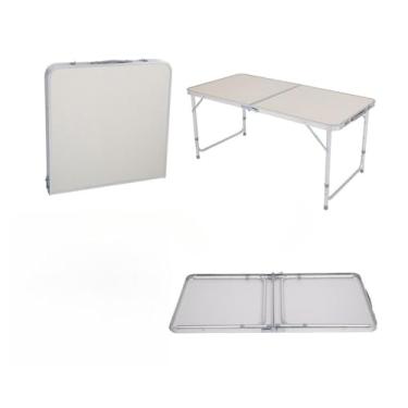 Imagem de Mesa Dobrável Portátil Vira Maleta Camping Praia 120x60cm(Bege)