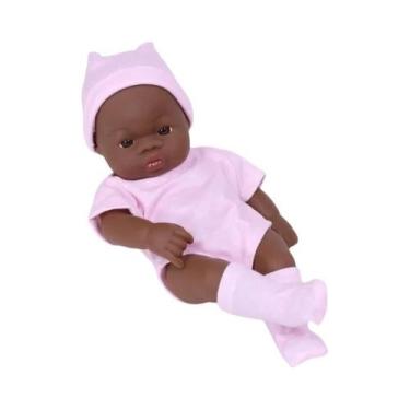 Imagem de Boneca Bebê Reborn De Vinil Macio Preta De 20cm, Brinquedo Fofo Para M