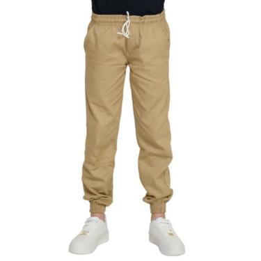 Imagem de Calça infantil Juvenil Jogger Sarja Jeans Com Elástico Punho Menino - 