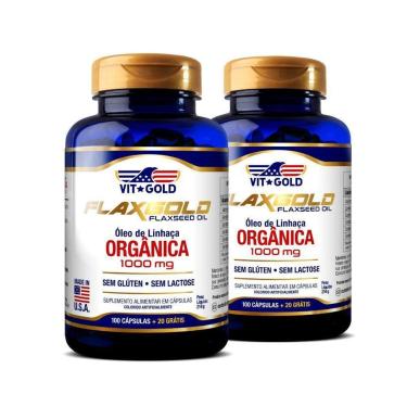 Imagem de Flaxgold 1000 mg Óleo de Linhaça Vitgold Kit 2x 100 caps.-Unissex
