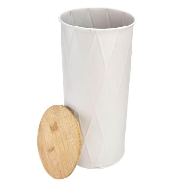 Imagem de Pote De Metal Com Tampa De Bambu 2 Litros Fosco Vedação