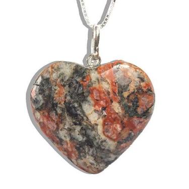 Imagem de Colar Coração Unakita Brasileira Natural Montagem Prata 950 - Cristais
