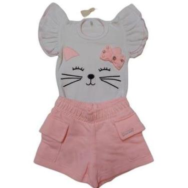 Imagem de Conjunto Curto Bermuda + Body Bebê Menina Lessa Kids Rf 8779-Feminino