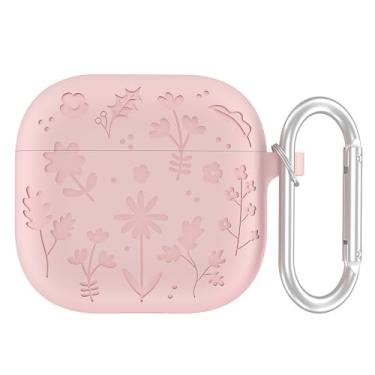 Imagem de Capa para AirPods 4 com chaveiro impresso silicone capa protetora de pele macia capa de fone de ouvido antiqueda (rosa claro)
