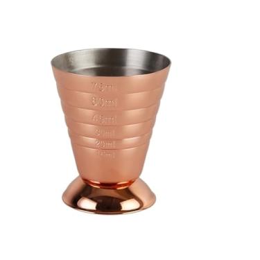 Imagem de Copo de medida de aço inoxidável 75 ml ferramentas de coquetel copo jigger W/ml/oz colher de sopa unidades de medição barras fazendo bebidas mistas (ouro rosa)