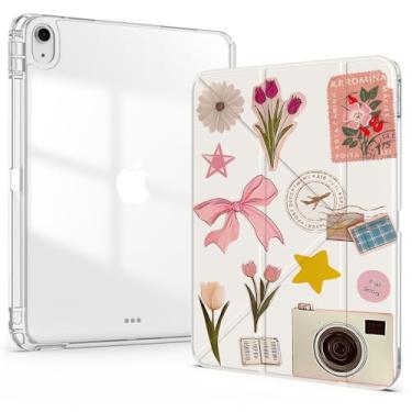 Imagem de Idocolors Linda capa para iPad (A16) 11ª geração 2025 11 polegadas/10ª geração 2022 11,9 polegadas 2022, capa traseira de acrílico transparente com suporte para lápis, vários ângulos destacáveis