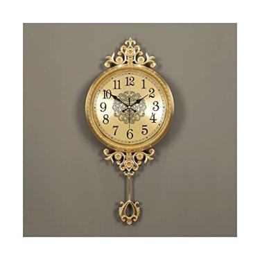 Imagem de KHUTRW3D Relógio de parede de cobre europeu europeu estilo retrô relógio decorativo de alta qualidade sala de estar relógio de estudo decoração