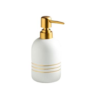 Imagem de Loção de cerâmica luxuosa para casa de banho, garrafa espumante, casa de banho, gel de banho, dispensador de sabão líquido (branco)