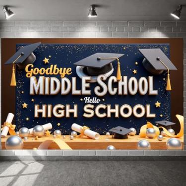 Imagem de Faixa de ensino médio, exibição de evento escolar, estilo quadro-negro, formatura para festa de promoção, cerimônia de formatura