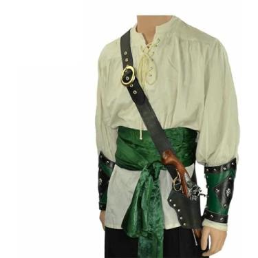 Imagem de Coldre de arma vintage de um ombro - Helloween Party Acessórios medievais Coldre de pederneira pirata Fantasias de cosplay Bolsa de arma gótica Cinto de ombro ajustável