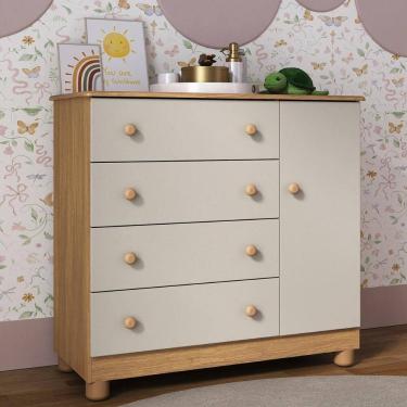 Imagem de Cômoda Infantil 95cm 1 Porta e 4 Gavetas Allegra Multimóveis MP4444