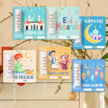 Imagem de 6 peças de porta-dinheiro Eid Mubarak para dinheiro, cartões-presentes do Ramadã com capa de plástico e papel-cartão, enfeites de envelopes de dinheiro para festa muçulmana