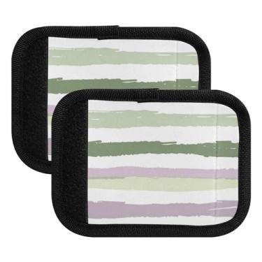 Imagem de Qilmy Pacote com 4 identificadores de bagagem, listras de cor lisa, simples, alças confortáveis, capas para carrinho de bebê, mala de viagem, acessórios de viagem de avião1818